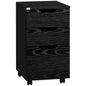 3 Drawer Office Storage Cabinet, Under Desk Cabinet with Wheels, Black Wood Grain