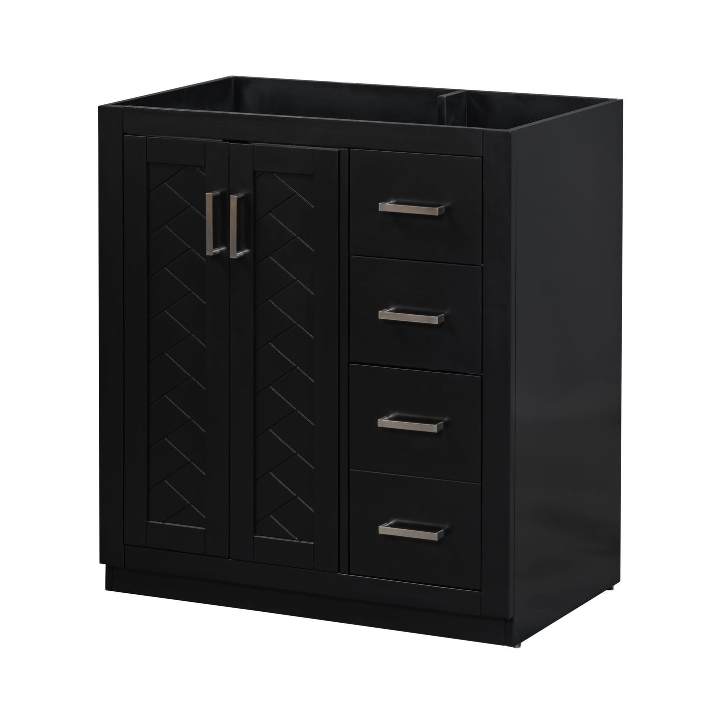 30'' Bathroom Vanity without Sink,Solid Wood Frame Bathroom Storage Cabinet Only, Freestanding Vanity Set with 3 Drawers& Soft Closing Doors