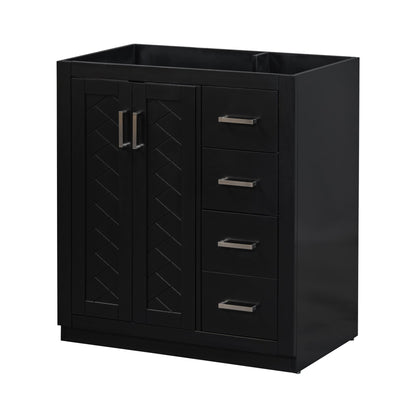 30'' Bathroom Vanity without Sink,Solid Wood Frame Bathroom Storage Cabinet Only, Freestanding Vanity Set with 3 Drawers& Soft Closing Doors