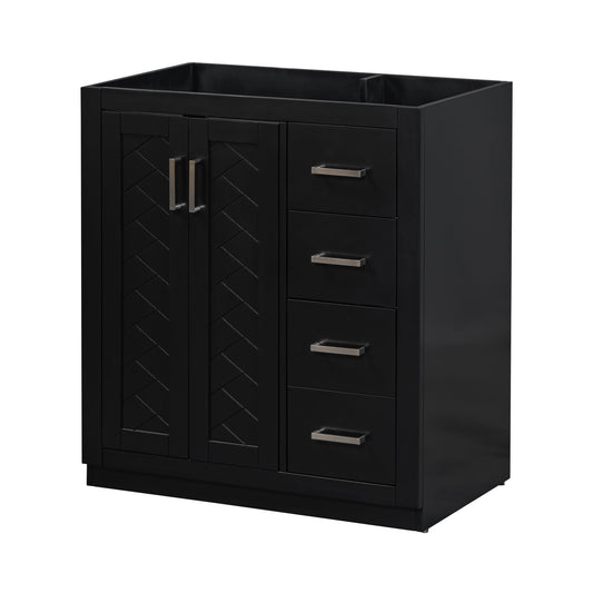 30'' Bathroom Vanity without Sink,Solid Wood Frame Bathroom Storage Cabinet Only, Freestanding Vanity Set with 3 Drawers& Soft Closing Doors