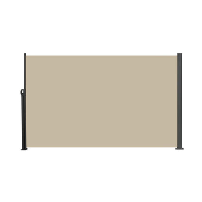 Retractable Side Screen Awning, UV Resistant, Waterproof, Patio Privacy Screen for Garden, Balcony, Courtyard(Dark Grey), 118' x 63'-Beige