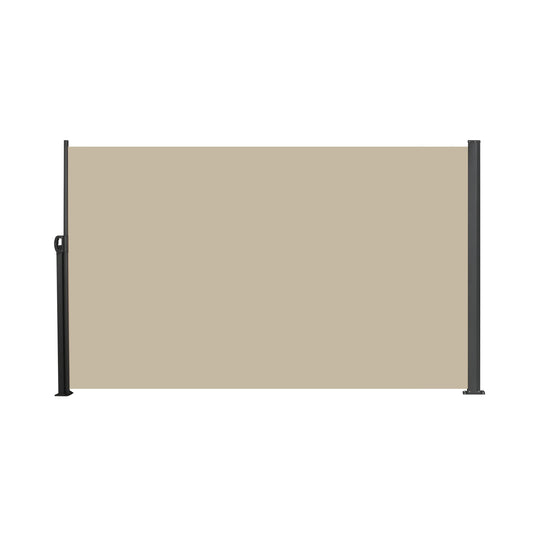 Retractable Side Screen Awning, UV Resistant, Waterproof, Patio Privacy Screen for Garden, Balcony, Courtyard(Dark Grey), 118' x 63'-Beige