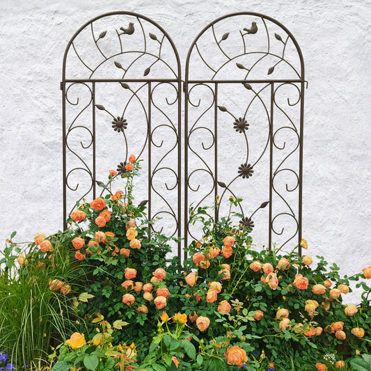 2 Pack Metal Garden Trellis 86.7' x 19.7' Rustproof Trellis for Climbing Plants Outdoor Flower Support Brown