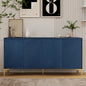 Modern 4-door Sideboard with Creative carved and shaped surface  and Adjustable Shelves, Suitable for Study, Entryway and Living Room(Light Blue)