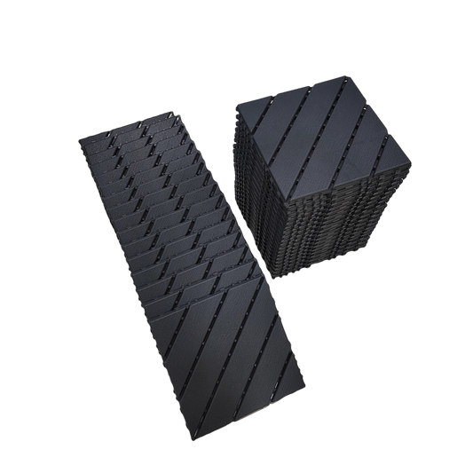 Plastic Interlocking Deck Tiles, 36-Pack, 12'x12' Waterproof Outdoor All Weather Use Patio Tiles with Enhanced Drainage Design, Perfect for Poolside, Balcony, and Backyard - Grey