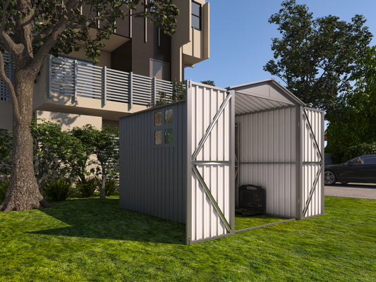 Motorcycle Outdoor Storage Shed With Window ,without tracks and fixtures ,Grey