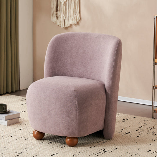Modern Low Back Accent Chair, Upholstered Armless Living Room Chairs, Round Pine Wood Feet, for Small Living Spaces, Living Room, Bedroom, Balcony, Office, Reading Nook, Purple