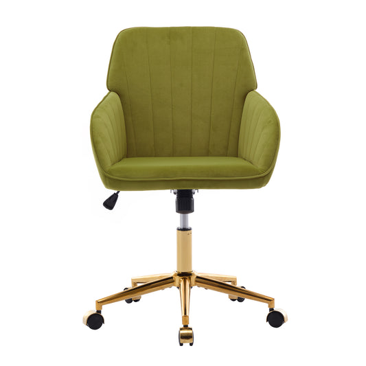 TY Adjustable Office Chair, Ergonomic Swivel, Pale Green Velvet, Comfortable Backrest Seat for Long Sitting