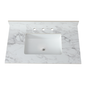 37'x22'Bathroom Vanity Top,sintered stone carra white   Barthroom Vanity Sink Tops with Rectangular Undermount Ceramic Sink with Vanity Backsplash, Three Faucet Hole Bathroom Vanity Countertop