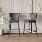 28inch Counter Height Bar Stools Set of 2, Modern Bar Upholstered Chairs with PU Leather, Metal Footrest and Frame for Kitchen Island, Bar Table, Dining Room, Gray