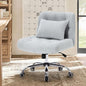 Armless Fabric Office Desk Chair with Wheels, Criss Cross Legged Wide Seat Chair, Modern Home Office Chair with Lumbar Pillow, Comfy Computer Task Chair for Small Space, Vanity Chair for Women, Girls
