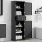 Tall Bathroom Storage Cabinet, Freestanding Storage Cabinet with Drawer and Adjustable Shelf, MDF Board with Painted Finish, Black (Old Sku:WF312727AAB)