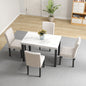 Five-piece dining set with imitation marble tabletop, restaurant combination set, solid wood dining table and 4 chairs, space-saving combination furniture for kitchen and dining room.