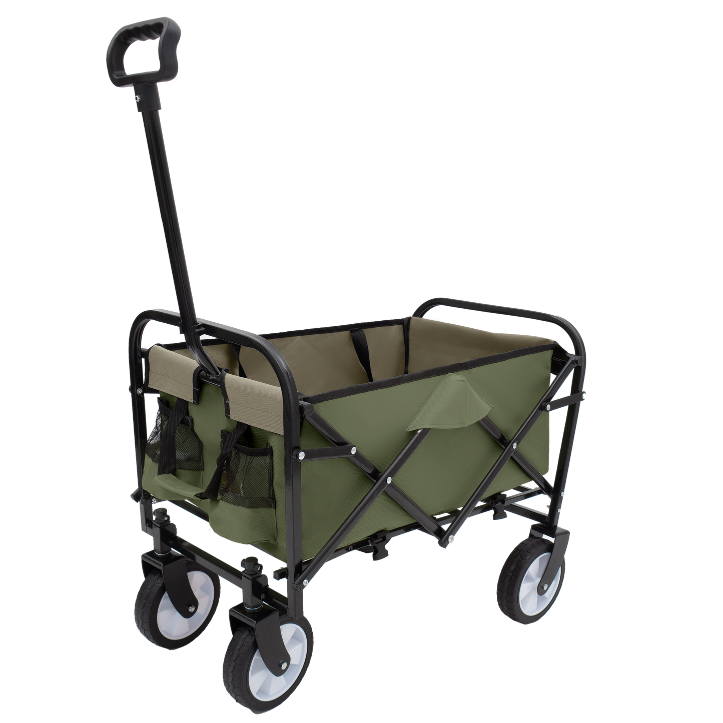 Minimeetall Strap Collapsible Foldable Wagon Cart with strapping system, Beach Wagon , Utility Cart , Utility Wagon Grocery Cart for Camping Shopping Sports Gardeing Fishing Supports 225lbs , brown