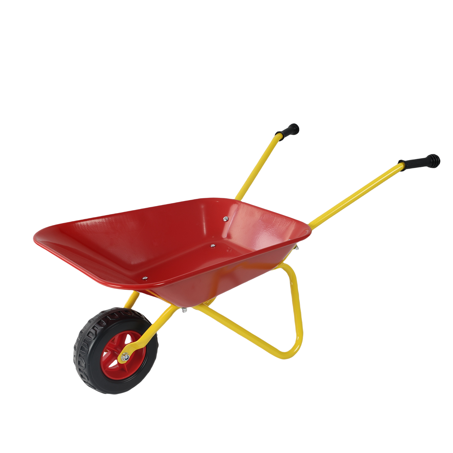 Children's metal wheelbarrow, children's heavy wheelbarrow, metal structure wheelbarrow, steel tray, can be used in gardens, loading leaves, soil, sand, etc. (red)