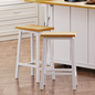 K&K Solid Wood Bar Stools (Not Cheap Iron), 25.6' Tall Set of 2 Bar Chairs, Kitchen Counter Stools with Footrests, Farmhouse Stools for Dining Room, Kitchen, Counter, White