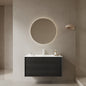 BRON 36' Bathroom Vanity with Sink, Wall-Mounted Floating Plywood Bathroom Storage Cabinet with 2 Drawers, White Ceramic Basin with Sink Hole Cover and Drain, Pre-assembled, Dark Oak Woodgrain Color
