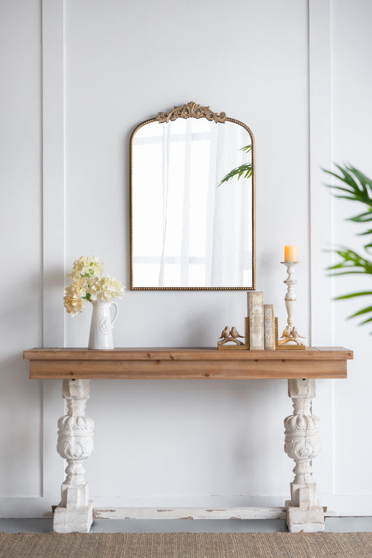 24' x 36' Gold Arch Mirror, Baroque Inspired Wall Decor for Bathroom Bedroom Living Room