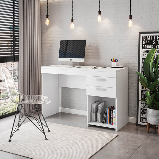 Techni Mobili Home Office Workstation with Storage, White