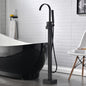 Single Handle Freestanding Tub Filler Floor Mount Bathtub Faucet with Handheld Shower (Brushed Nickel)