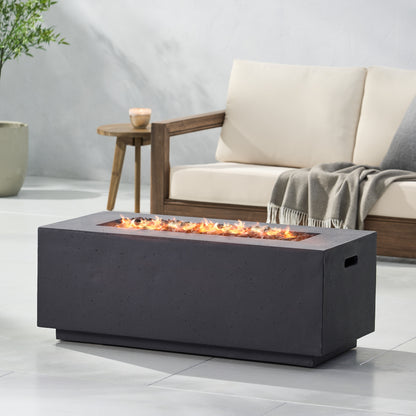 40' Outdoor 40,000 BTU Rectangular MgO Concrete Propane Fire Pit, Light Grey (Tank Cover not Included)