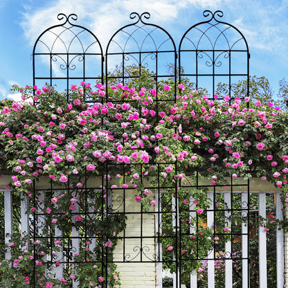 4 Pack Metal Garden Trellis 86.7' x 19.7' Rustproof Trellis for Climbing Plants Outdoor Flower Support Black