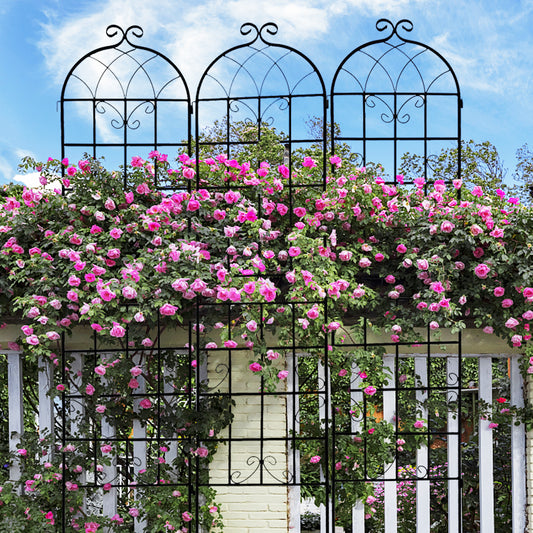 4 Pack Metal Garden Trellis 86.7' x 19.7' Rustproof Trellis for Climbing Plants Outdoor Flower Support Black