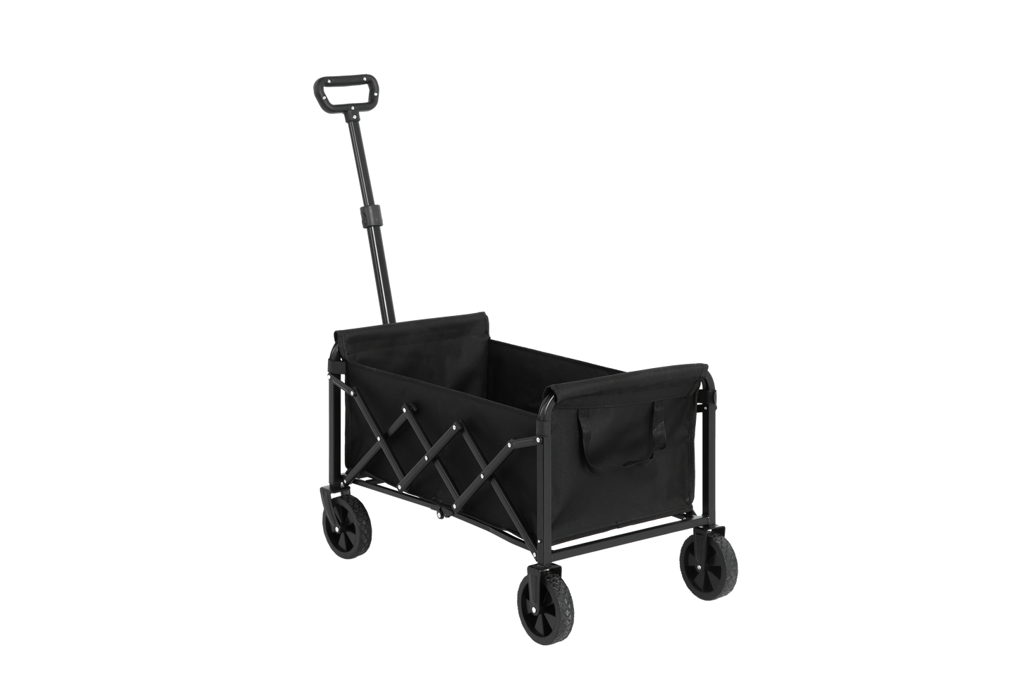 Lightweight Portable Heavy Duty Folding Beach Wagons with Wheels - Outdoor Utility Carts for Grocery, Camping, Shopping, Sports, Garden with Large Capacity-Black
