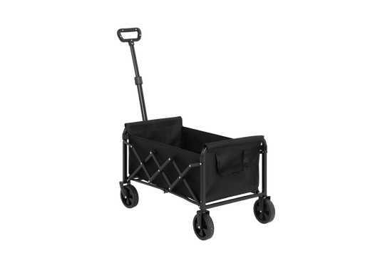 Lightweight Portable Heavy Duty Folding Beach Wagons with Wheels - Outdoor Utility Carts for Grocery, Camping, Shopping, Sports, Garden with Large Capacity-Black