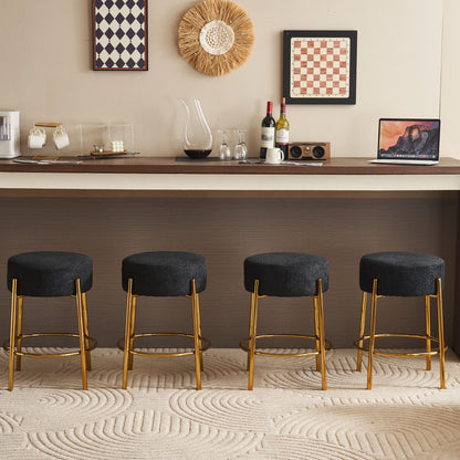 24' Tall, Round Bar Stools, Set of 2 - Contemporary upholstered dining stools for kitchens, coffee shops and bar stores - Includes sturdy hardware support legs