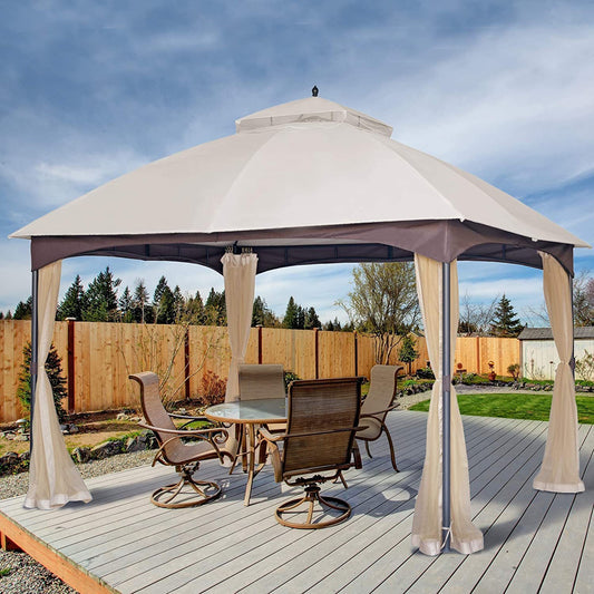 10*12 FT Softtop Metal Gazebo with Mosquito Net,Sturdy Heavy Duty Double Roof Canopy,Galvanized Steel Design Outdoor Tent,Suitable for Gardens,Patio,Backyard