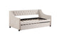 Upholstered Daybed with Trundle, Twin Size Frame, Beige Velvet