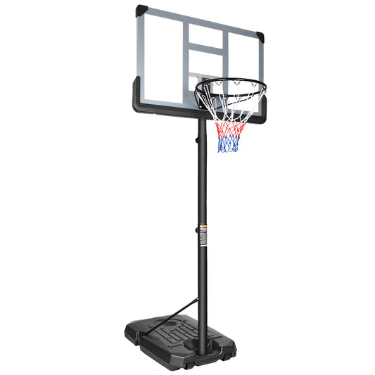 Portable Basketball Hoop Backboard System Stand Height Adjustable 6.5ft - 10ft with 44 Inch Backboard and Wheels for Adults Teens Outdoor Indoor Basketball Goal Game Play Set