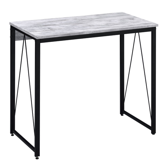 Antique White and Black 35.5' Writing Desk with Metal Sled Base
