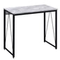 Antique White and Black 35.5' Writing Desk with Metal Sled Base