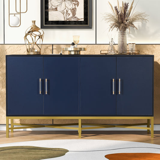 U_STYLE  Distinctive Features of Four-Door Sideboard with Metal and Cross-Leg Design,Suitable for Living Rooms,Entrance and Study