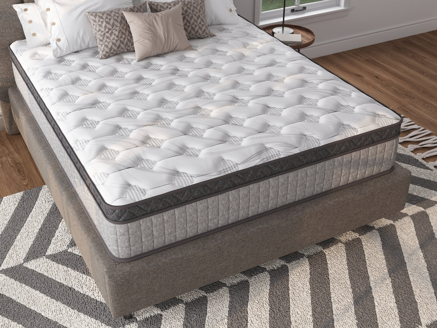 Assembled in USA - 12' King Diamond Innerspring Hybrid and Cooling Gel Memory Foam Mattress, Pressure Relief, and Motion Isolation, CertiPUR-US and Oeko TEX Certified
