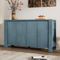 TREXM Buffet Cabinet with Storage, 4-Door Retro Wood Sideboard with Distressed Finish and Adjustable Shelves for Dining Room, Kitchen, and Living Room (Navy)