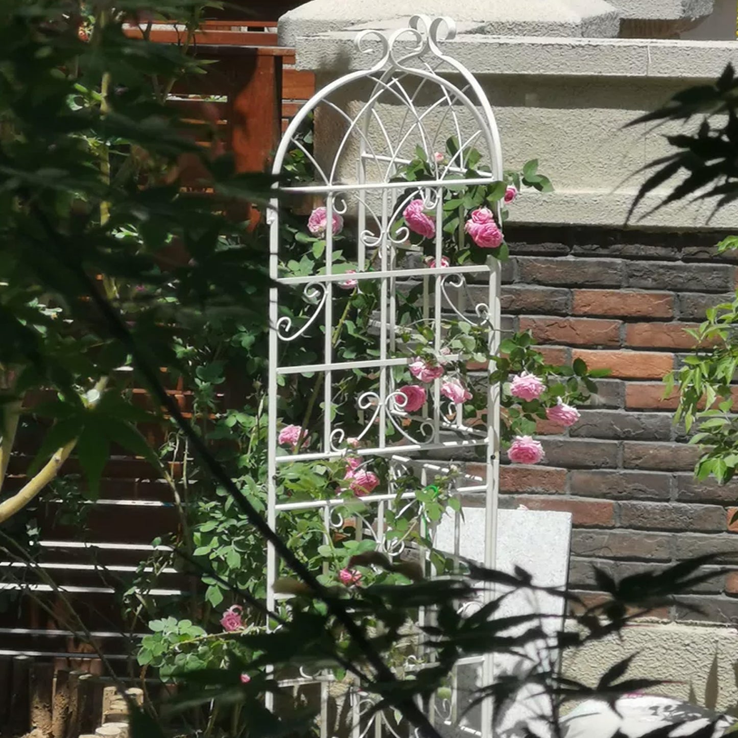 4 Pack Metal Garden Trellis 71' x 19.7' Rustproof Trellis for Climbing Plants Outdoor Flower Support Cream White