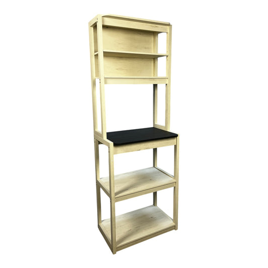 23.62' White and Black color Bakers Rack for Kitchen with Storage, Coffee Bar, 5-Tier Kitchen Shelves, Microwave Stand