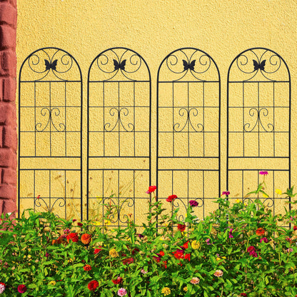 4 Pack Metal Garden Trellis 71' x 19.7' Rustproof Trellis for Climbing Plants Outdoor Flower Support Black