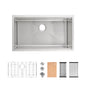 Kitchen Sink 33'x19' Multifunctional undermount Flying Rain Waterfall S304 Stainless Steel Handmade Modern Single Bowl Kitchen Sink Dark Gray