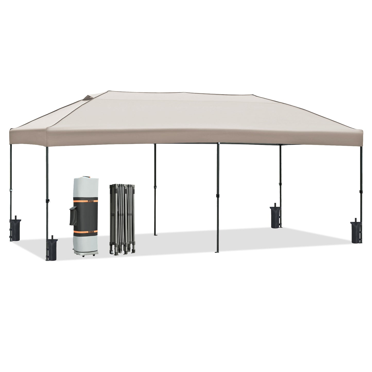 TREXM 10x20 Pop Up Canopy with Sidewalls, Outdoor Canopy Tent Heavy Duty for Backyard, Wedding Party Tent for Parties with Wheeled Bag (Khaki)
