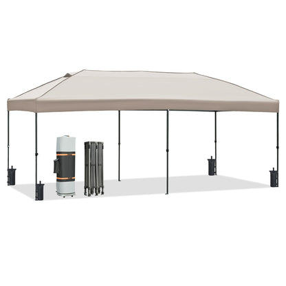 TREXM 10x20 Pop Up Canopy with Sidewalls, Outdoor Canopy Tent Heavy Duty for Backyard, Wedding Party Tent for Parties with Wheeled Bag (Khaki)