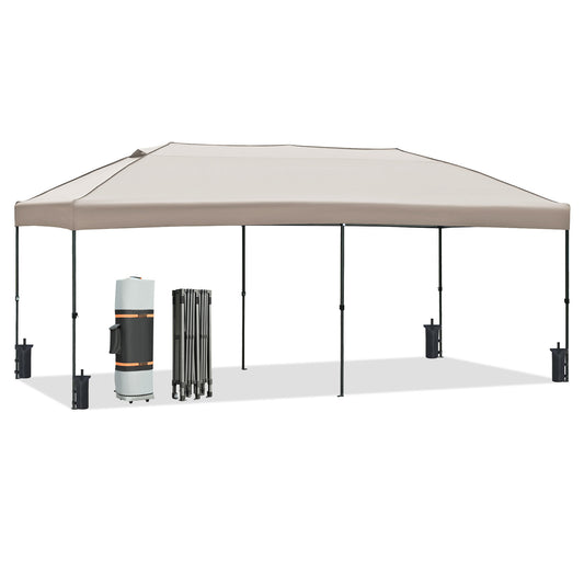 TREXM 10x20 Pop Up Canopy with Sidewalls, Outdoor Canopy Tent Heavy Duty for Backyard, Wedding Party Tent for Parties with Wheeled Bag (Khaki)