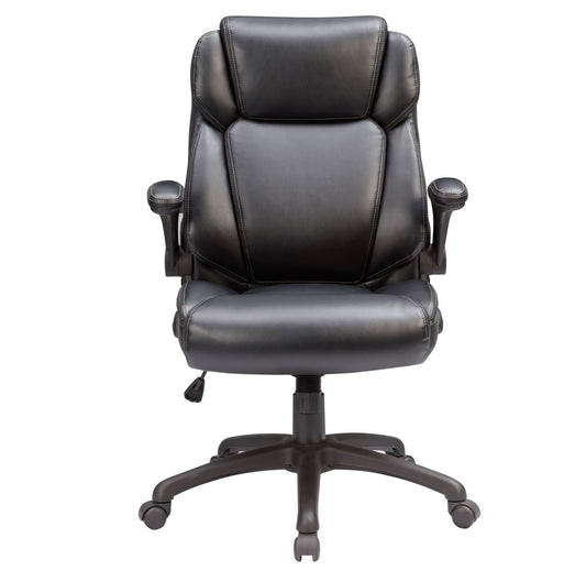 Adjustable Bonded Leather Office Chair with Butterfly Mechanism, 360 Degree Swivel Armchair for Study, Office, Gaming, Black