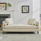 75.2'' Wide Upholstered Chaise Lounge Indoor with Nailheads,Sleeper Sofa Couch With 4 Throw Pillows&2 Bolsters,Daybed with Rubberwood Legs For Living Room,Bedroom, Apartment,Guestroom,Beige Chenille