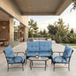 4 Piece Outdoor Patio Furniture Sets, Wicker Conversation Set for Porch Deck, Brown Rattan Sofa Chair with Cushion