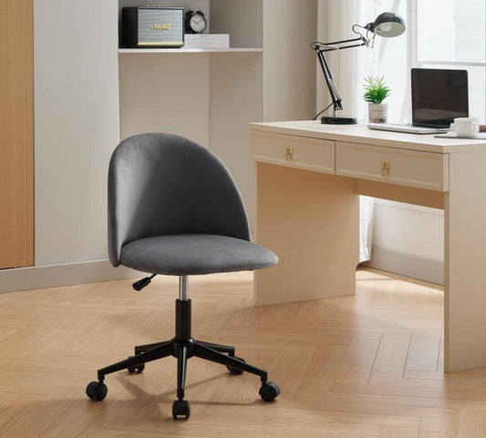 Velvet fabric office chair Desk Chair, Mid-Back Adjustable Swivel Computer Chair with Black Legs , Modern Upholstered Desk Chair with Wheels