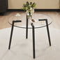 Modern simple style round transparent tempered glass table, tempered glass table top, black metal legs, suitable for kitchen, dining room and living room, 42 '*42' *29.5 '1123r